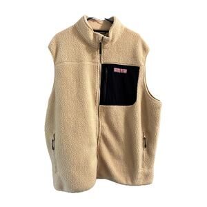 Vineyard Vines Sherpa Stillwater Vest Fleece Soft Shell Full-Zip Camel XT